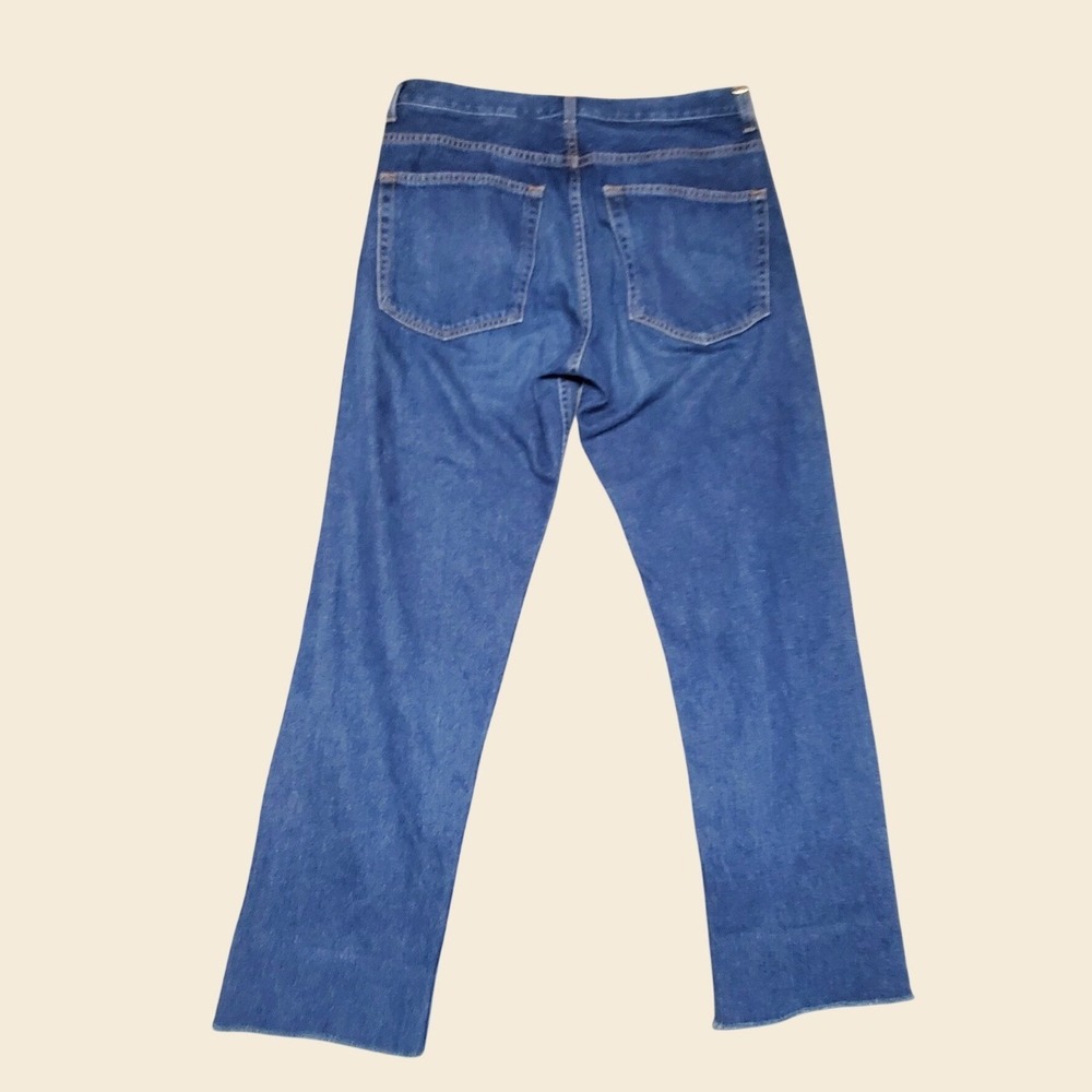 St. John Straight Leg Jeans Medium Wash Raw Hem Button Fly Made in USA 33x28